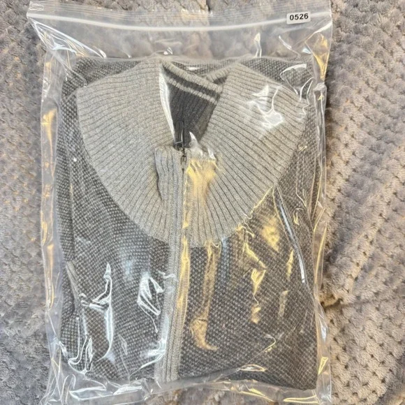 Tommy Bahama Mens XL Gray Cashmere blend Full Zip Sweater Elbow Patches Mockk - Picture 11 of 11